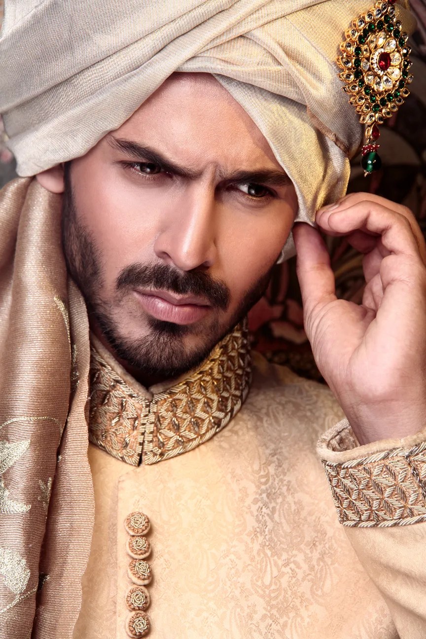 Ivory Brocade Groom Sherwani with Hand Embroidery (3-Piece) - Image 4