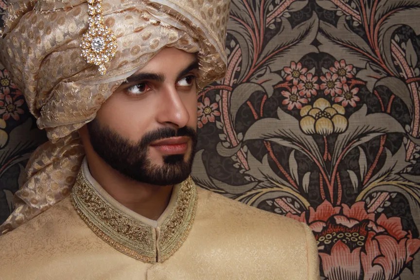 Ivory Embroidered Brocade Groom Sherwani (2-Piece) - Image 2