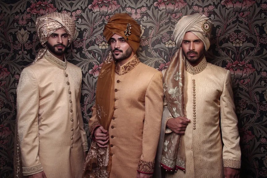 Ivory Embroidered Brocade Groom Sherwani (2-Piece) - Image 3