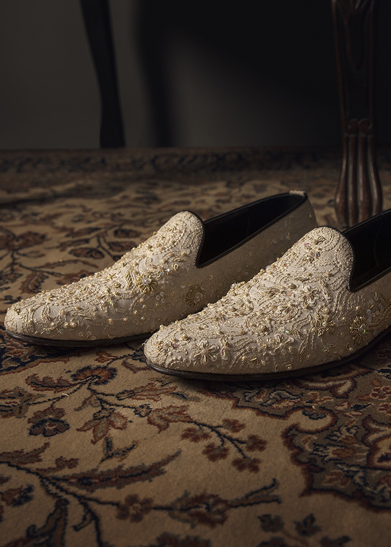 Ivory Zardozi Cotton Groom Sherwani (3-Piece) - Image 8