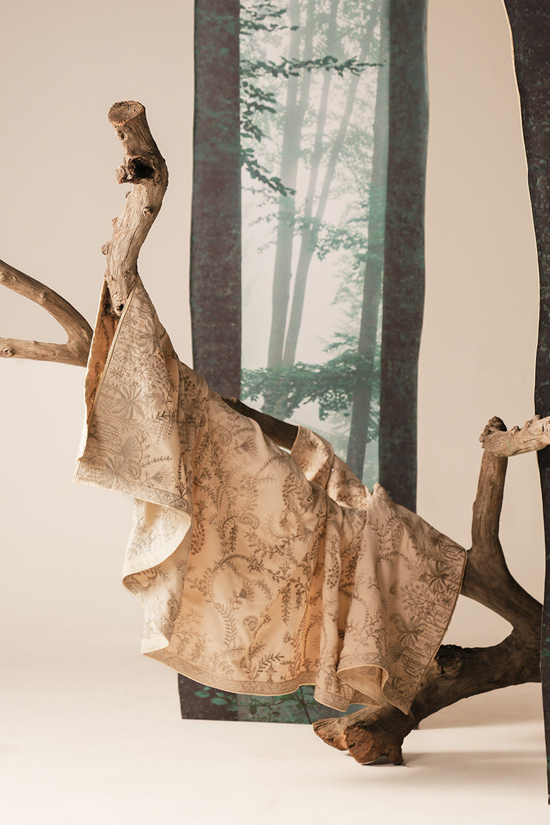 Ivory Hand Embroidered Jacquard Sherwani (3-Piece) - Image 12