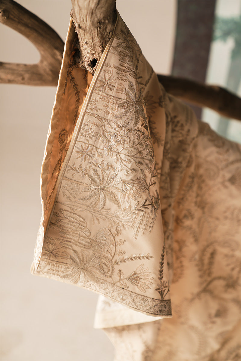 Ivory Hand Embroidered Jacquard Sherwani (3-Piece) - Image 13