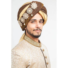 Ecru Zardozi Pure Jamavar Silk Sherwani (4-Piece) - Image 4