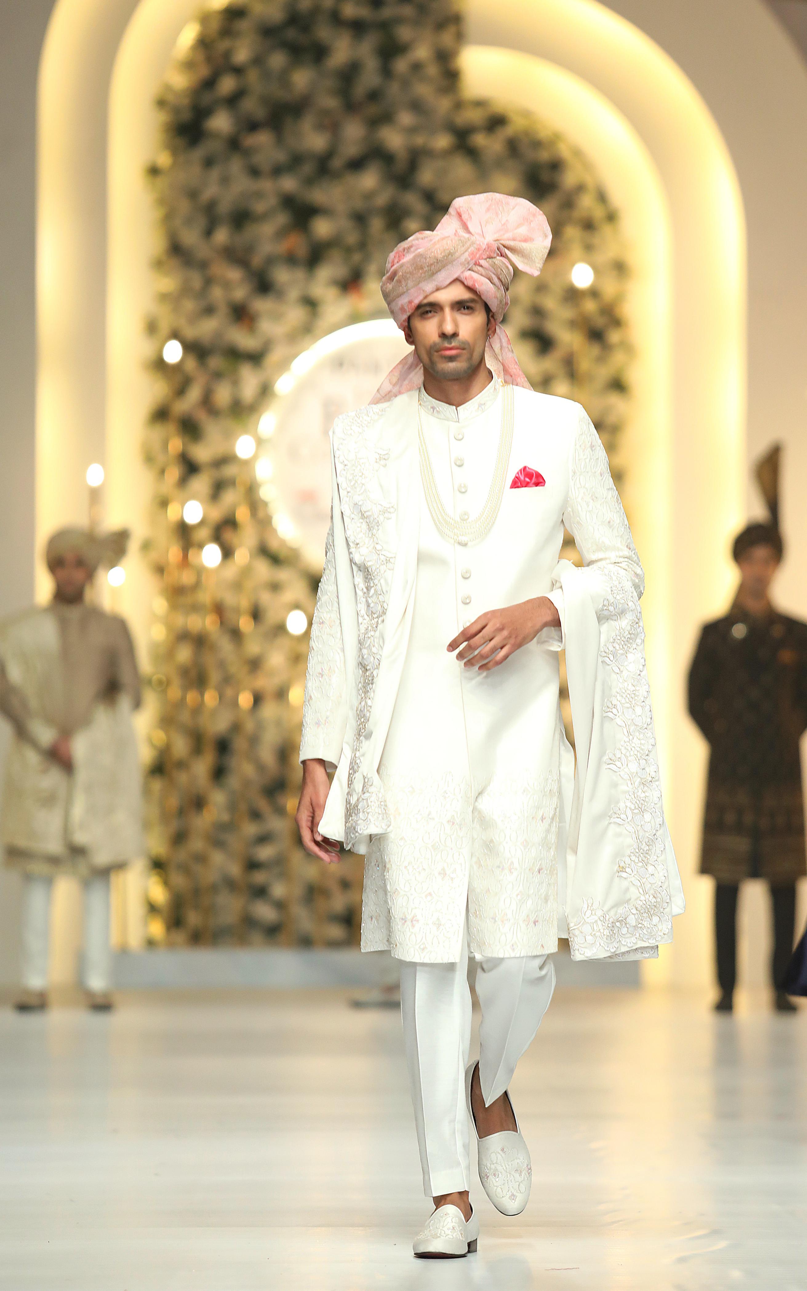 Ivory Embroidered Raw Silk Groom Sherwani (3-Piece) - Image 3