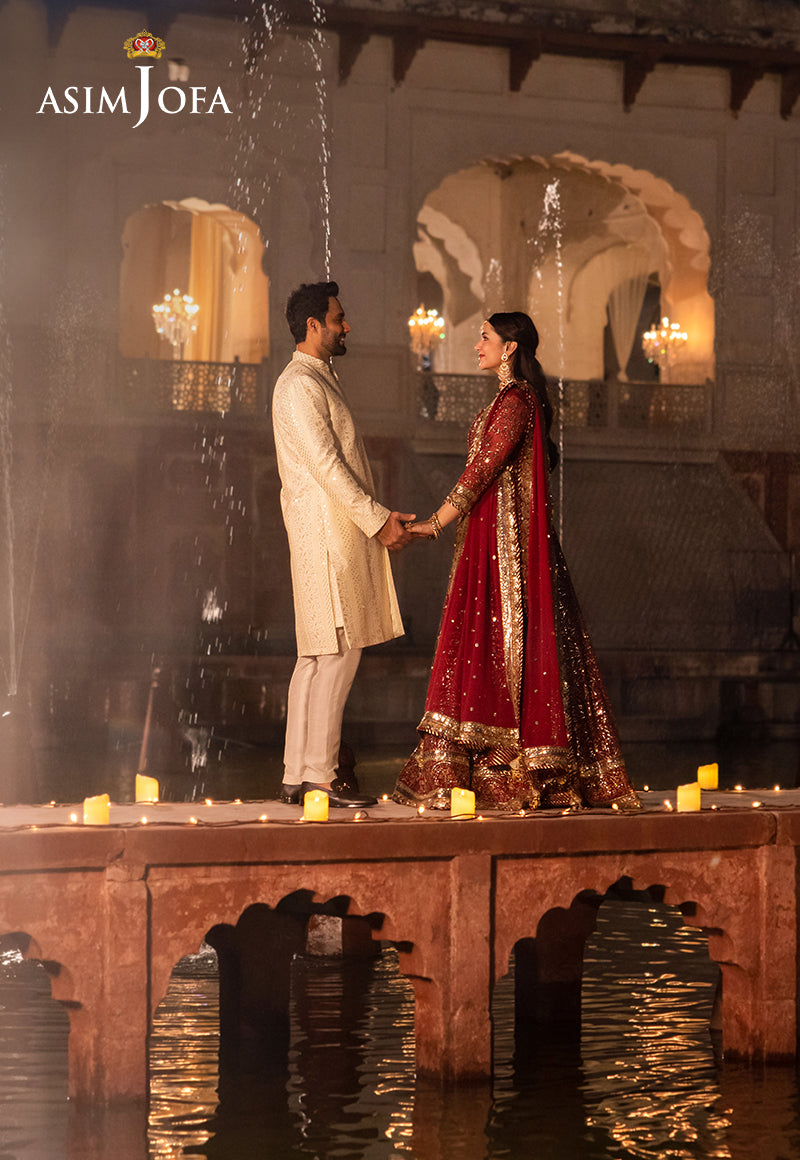 Cream Sequined Resham Embroidered Raw Silk Sherwani (3-Piece) - Image 9