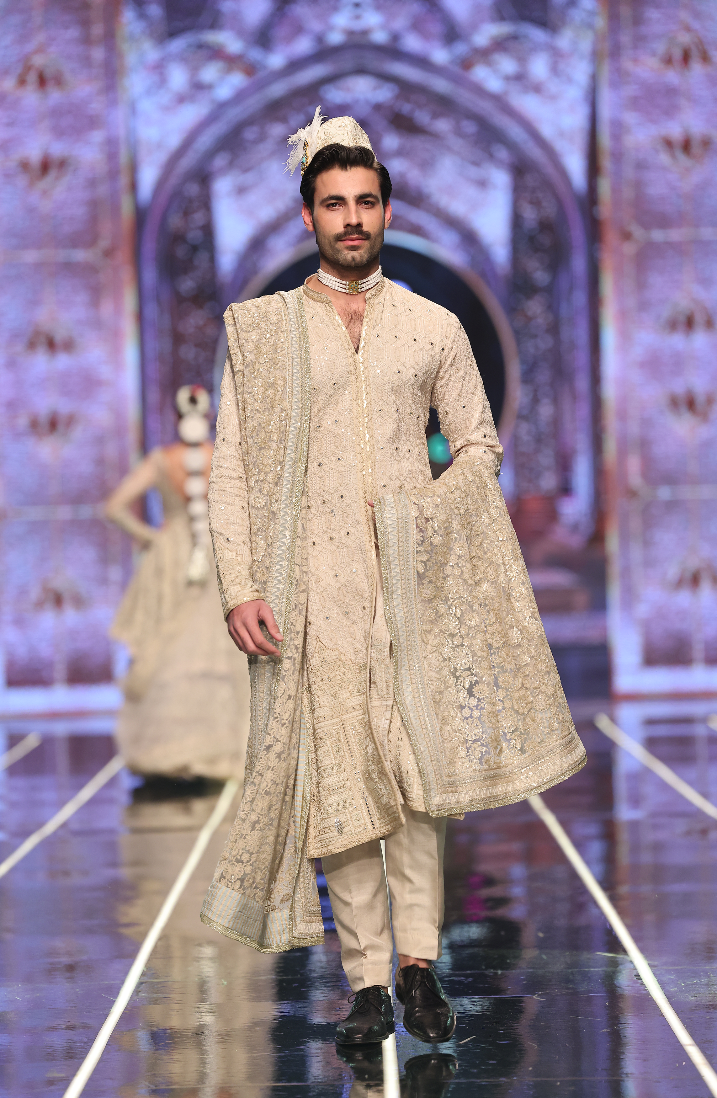 Ivory Embroidered Silk-Blend Sherwani (3-Piece) - Image 1
