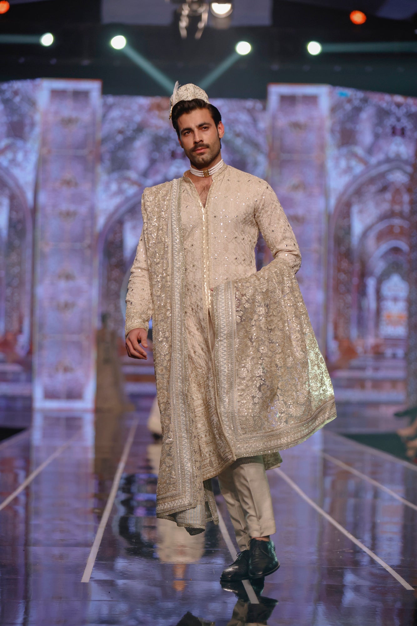 Ivory Embroidered Silk-Blend Sherwani (3-Piece) - Image 3