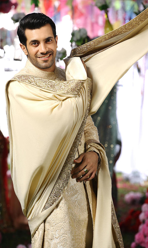 Ivory Self-Embroidered Silk-Blend Sherwani (3-Piece) - Image 5