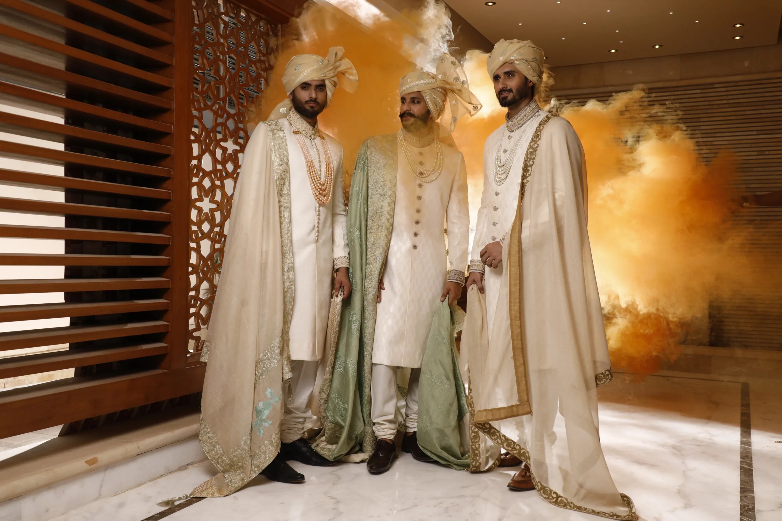 Ivory Silk-Blend Sherwani Set (4-Piece) - Image 2