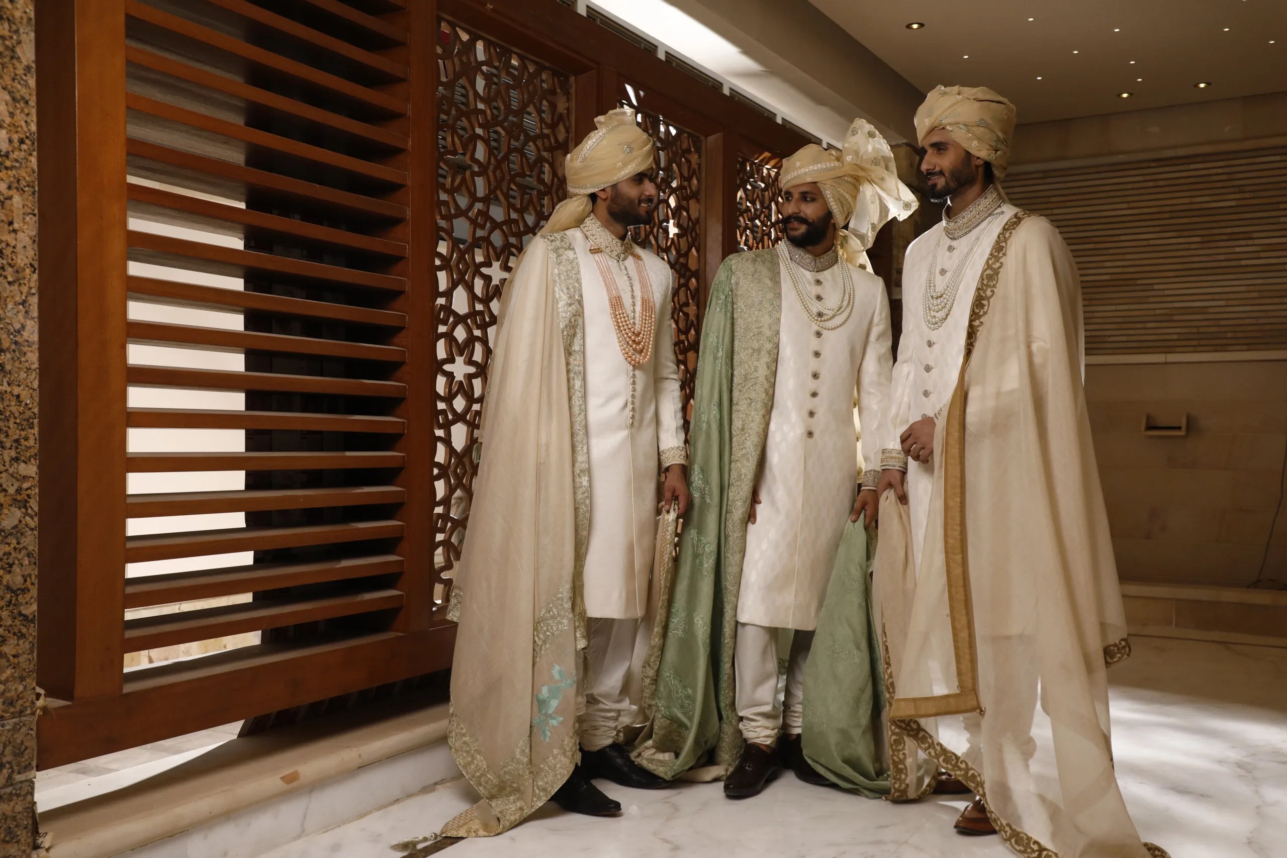 Ivory Silk-Blend Sherwani Set (4-Piece) - Image 5