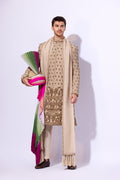 Ivory Zardozi Tropical Fabric Sherwani (3-Piece) - Image 6