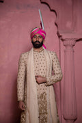 Ivory Zardozi Tropical Fabric Sherwani (3-Piece) - Image 9
