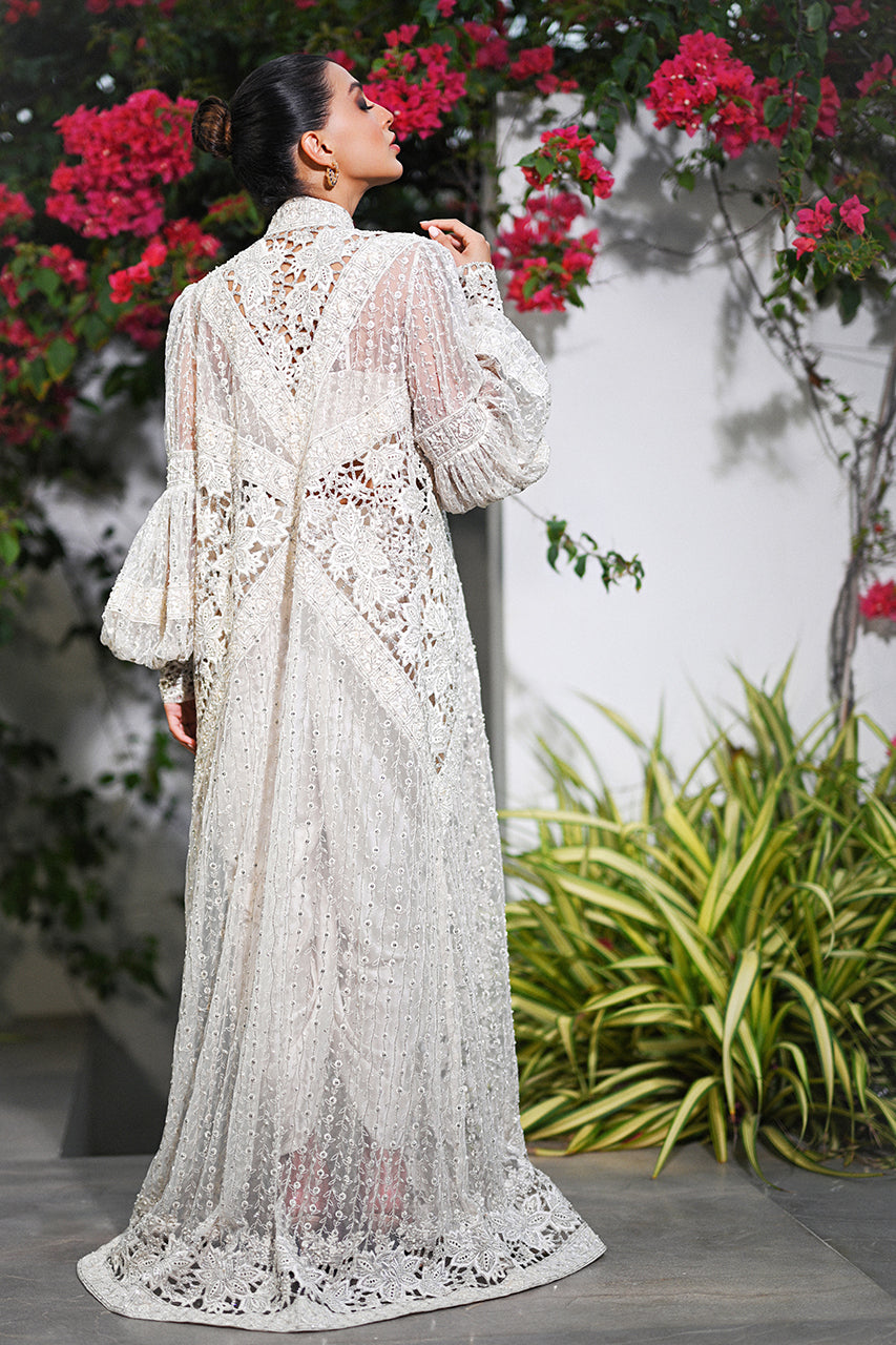 Ivory Embroidered Tulle & Charmeuse Jacket Set (3-Piece) - Image 2