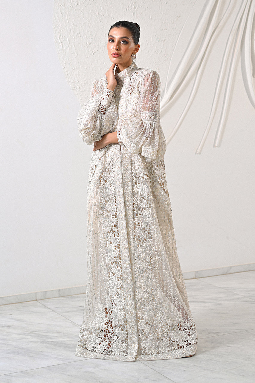 Ivory Embroidered Tulle & Charmeuse Jacket Set (3-Piece) - Image 3