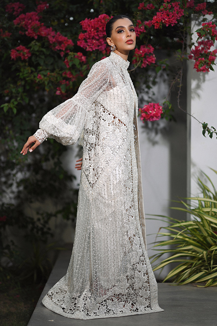 Ivory Embroidered Tulle & Charmeuse Jacket Set (3-Piece) - Image 6