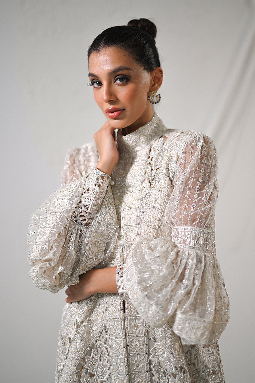Ivory Embroidered Tulle & Charmeuse Jacket Set (3-Piece) - Image 7