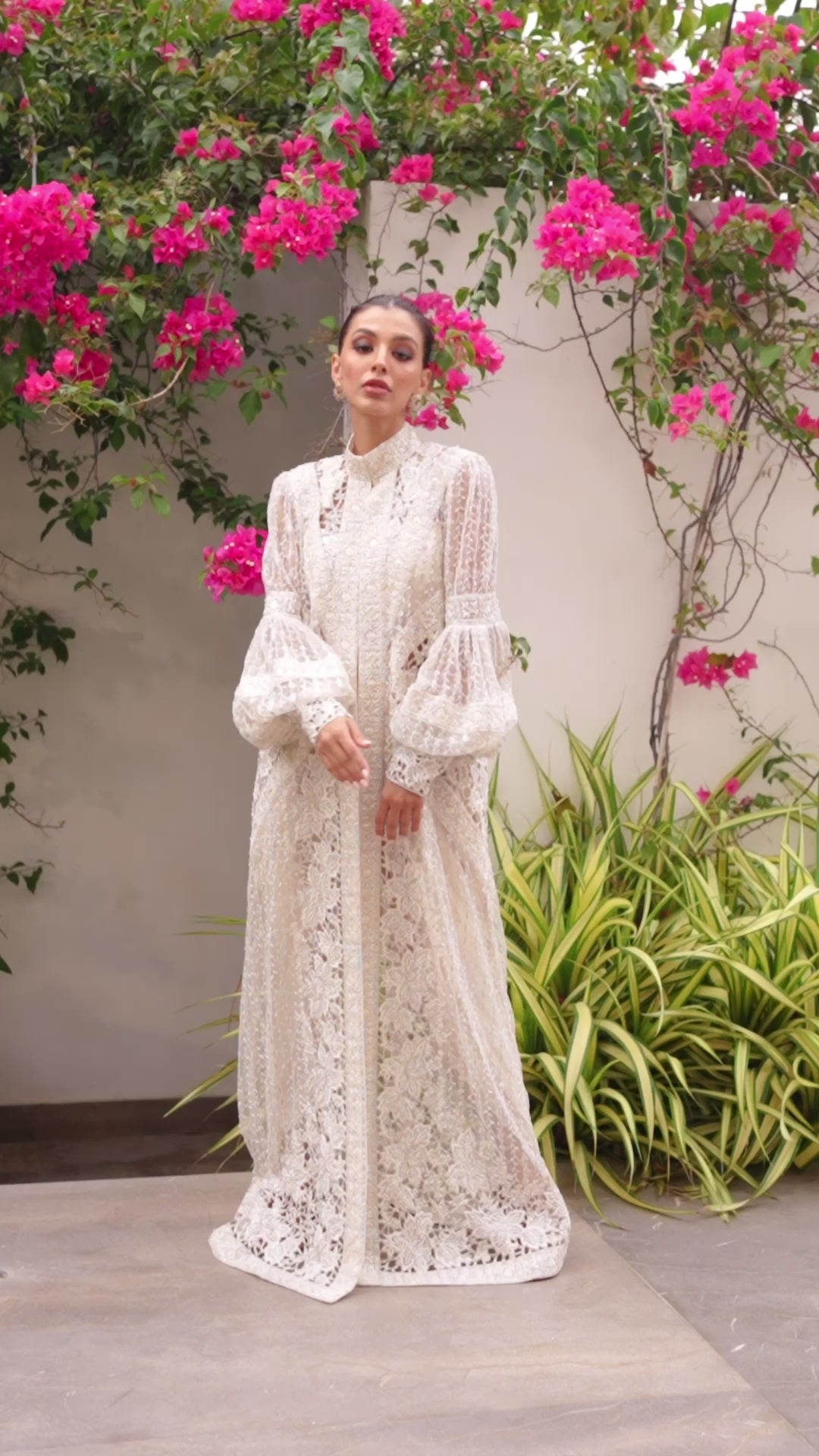 Ivory Embroidered Tulle & Charmeuse Jacket Set (3-Piece) - Image 8