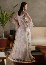 Pakistani Ivory Hand-Embellished Net Kaftan (2-Piece) - Image 5