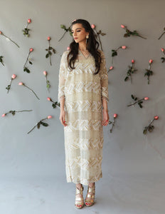 Pakistani Ivory Beaded Organza & Silk Kaftan (3-Piece) - Image 1