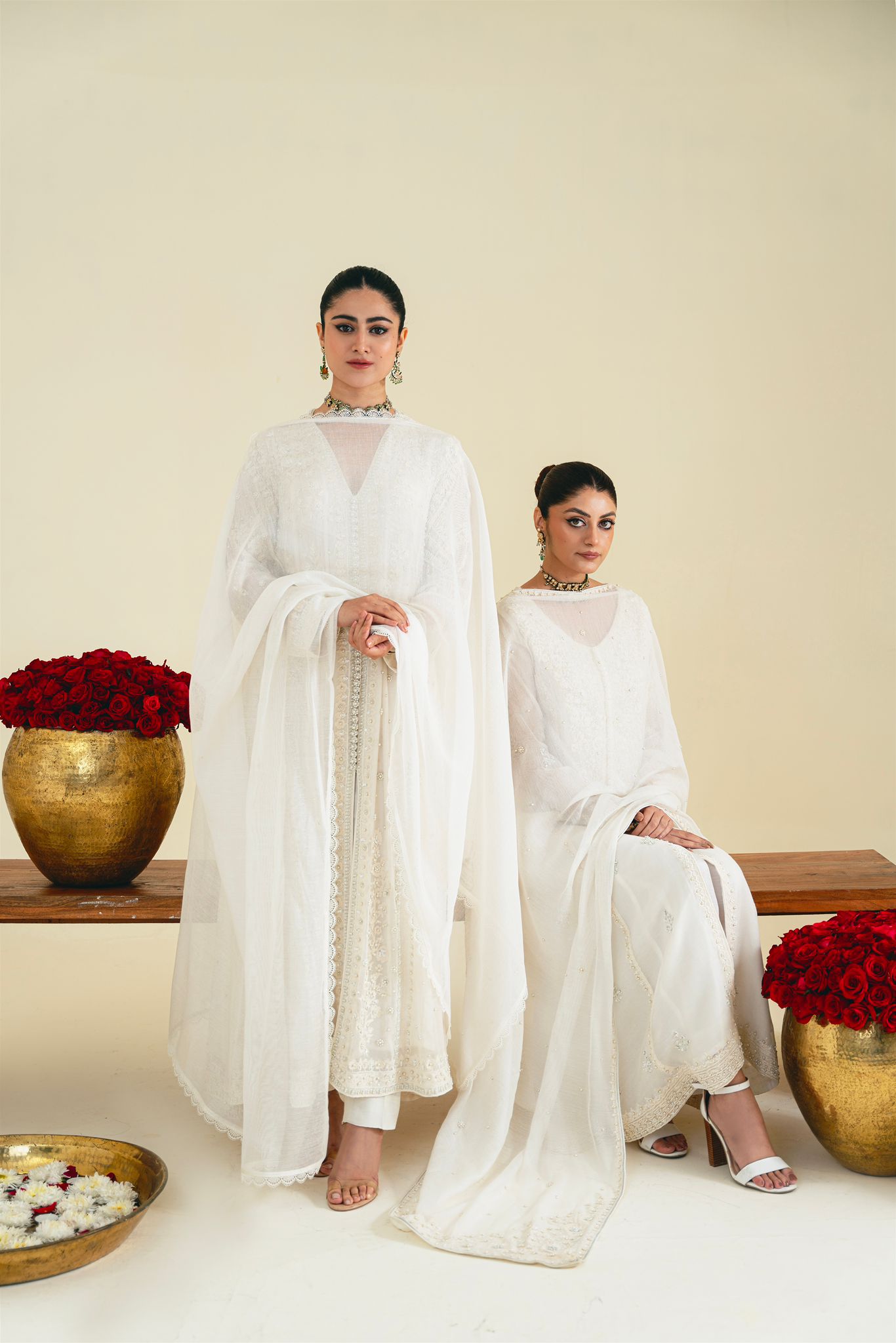 Ivory Embroidered Cotton Net Kalidaar (3-Piece) - Image 5