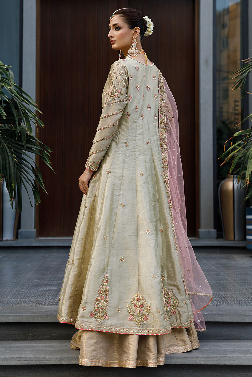 Ivory Embroidered Lamé Kalidar Dress (3-Piece) - Image 3