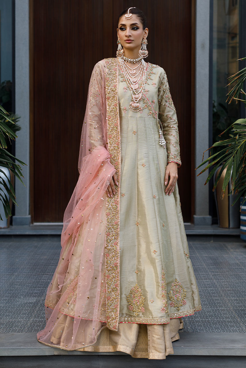 Ivory Embroidered Lamé Kalidar Dress (3-Piece) - Image 4