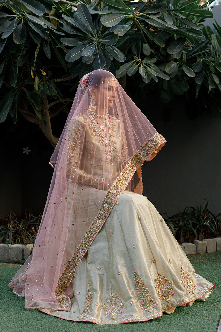 Ivory Embroidered Lamé Kalidar Dress (3-Piece) - Image 6