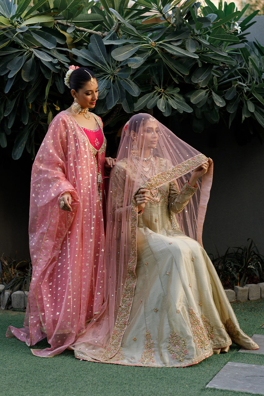 Ivory Embroidered Lamé Kalidar Dress (3-Piece) - Image 7