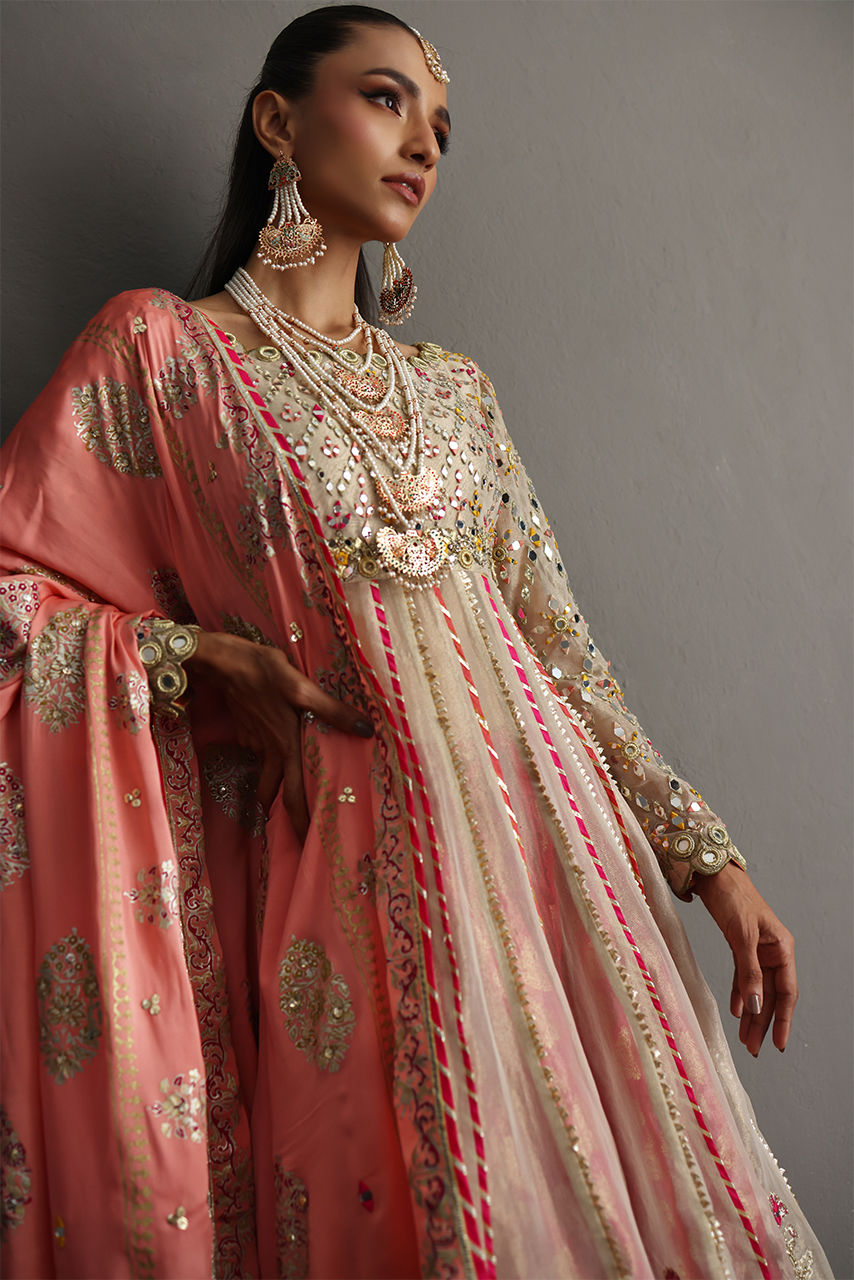 Ivory Embroidered Maisori Kalidaar Dress (3-Piece) - Image 2