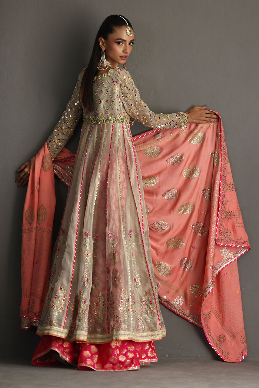 Ivory Embroidered Maisori Kalidaar Dress (3-Piece) - Image 3