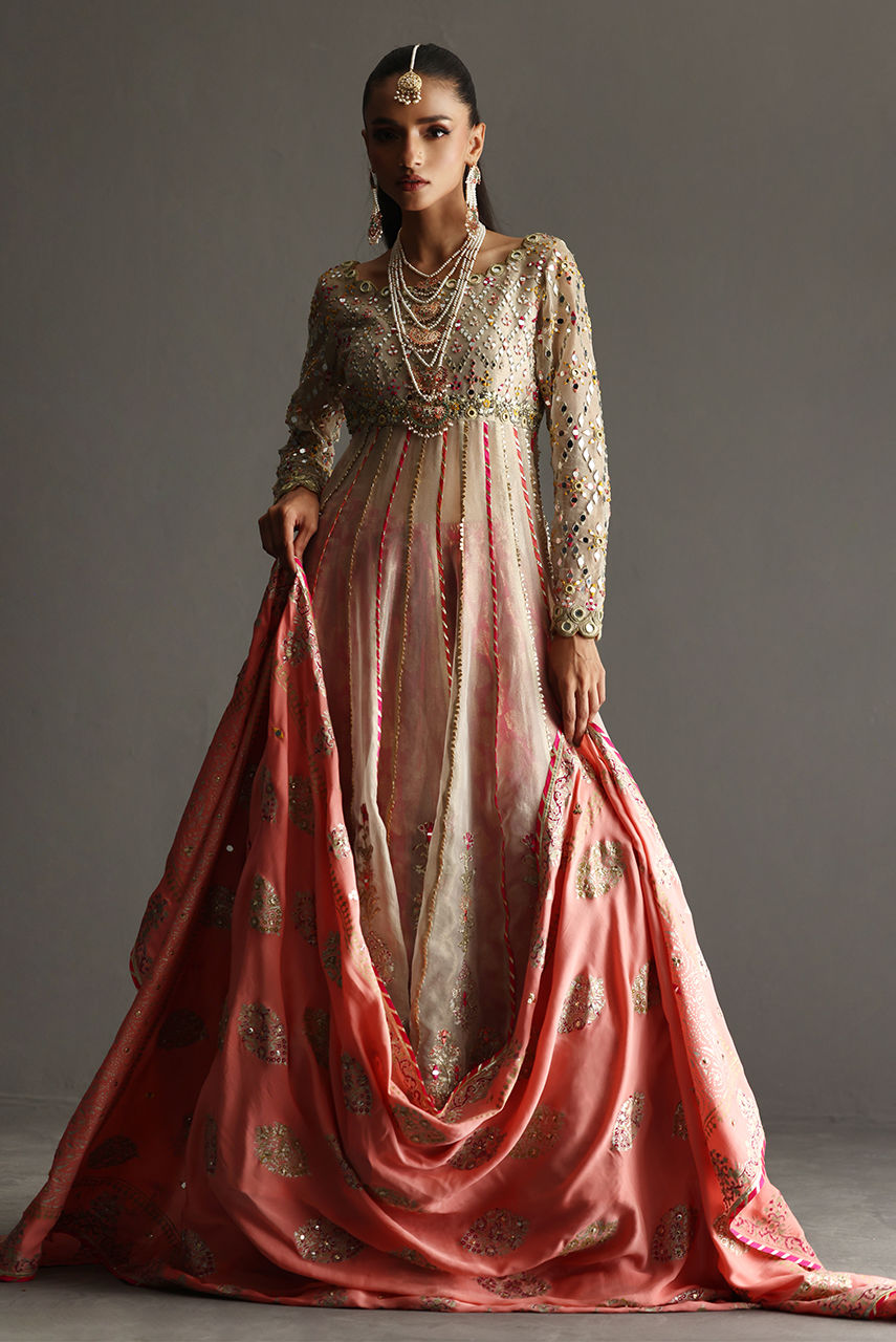 Ivory Embroidered Maisori Kalidaar Dress (3-Piece) - Image 7