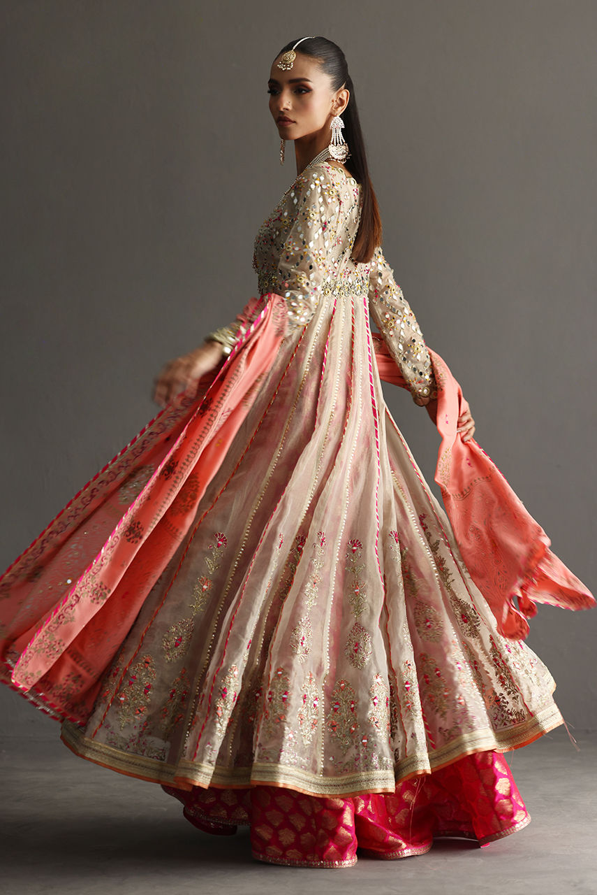 Ivory Embroidered Maisori Kalidaar Dress (3-Piece) - Image 8