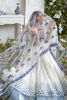 Pakistani Ivory Blue Hand-Embellished Net Kalidaar (3-Piece) - Image 6