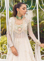 Pakistani Ivory Embellished Net Kalidaar with Zari Lehnga (3-Piece) - Image 3