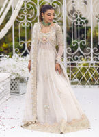 Pakistani Ivory Embellished Net Kalidaar with Zari Lehnga (3-Piece) - Image 6