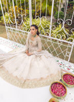Pakistani Ivory Embellished Net Kalidaar with Zari Lehnga (3-Piece) - Image 9