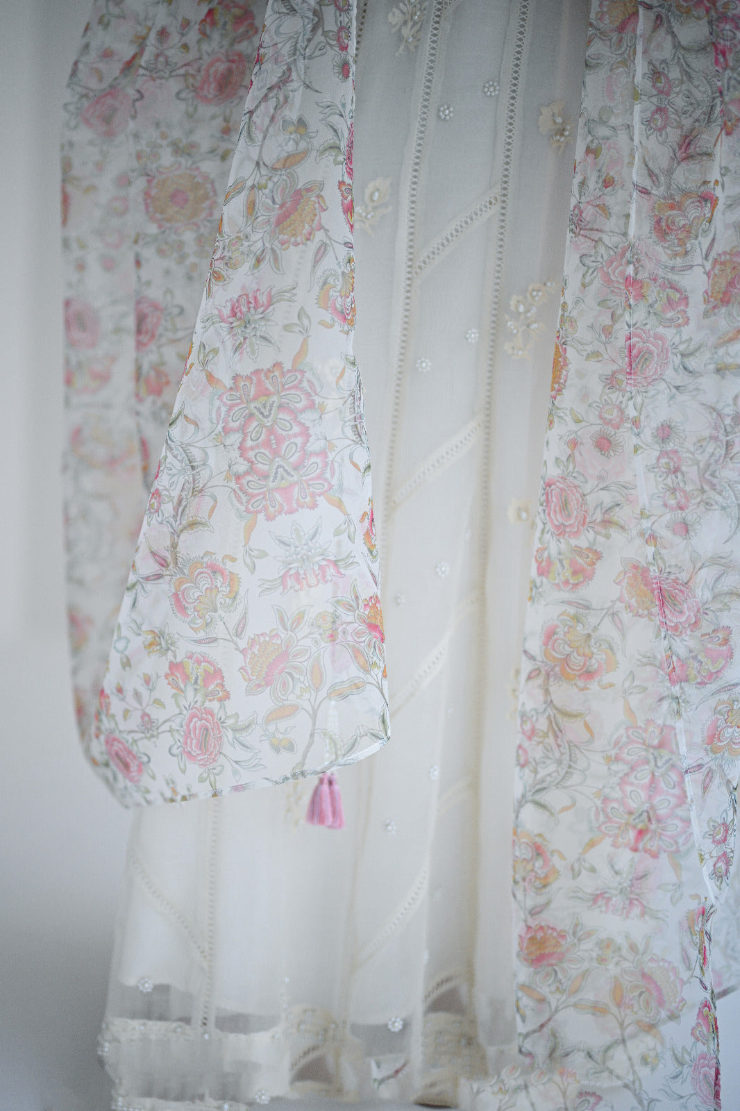 Ivory Pearl Embroidered Pure Organza Kalidaar (3-Piece) - Image 5