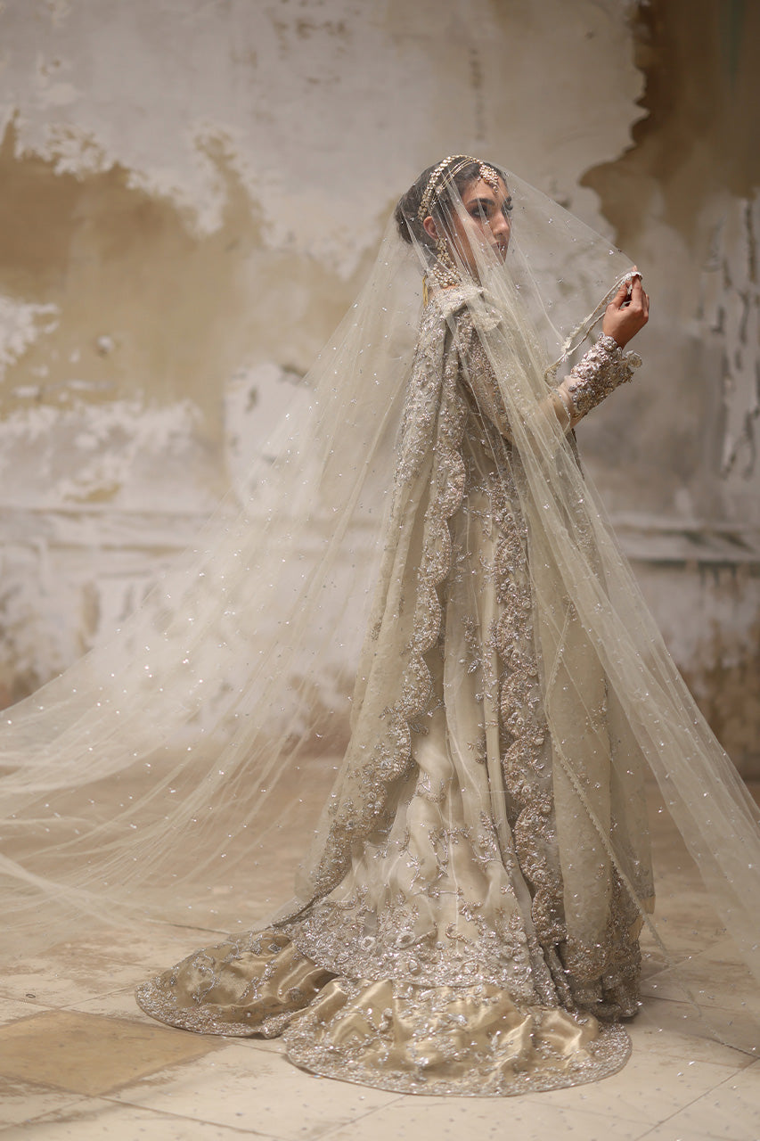 Ivory Zardozi Organza Tissue Silk Kalidaar (3-Piece) - Image 3