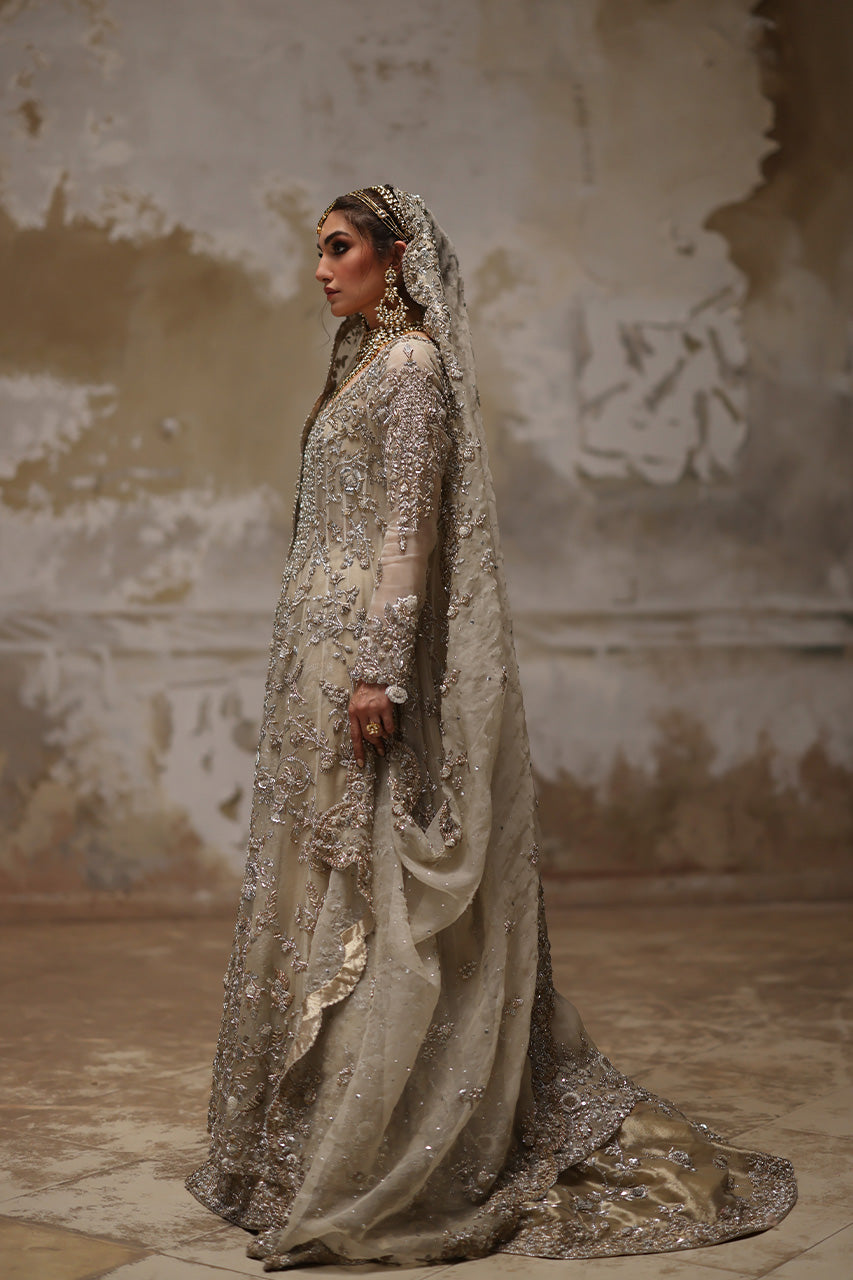 Ivory Zardozi Organza Tissue Silk Kalidaar (3-Piece) - Image 4