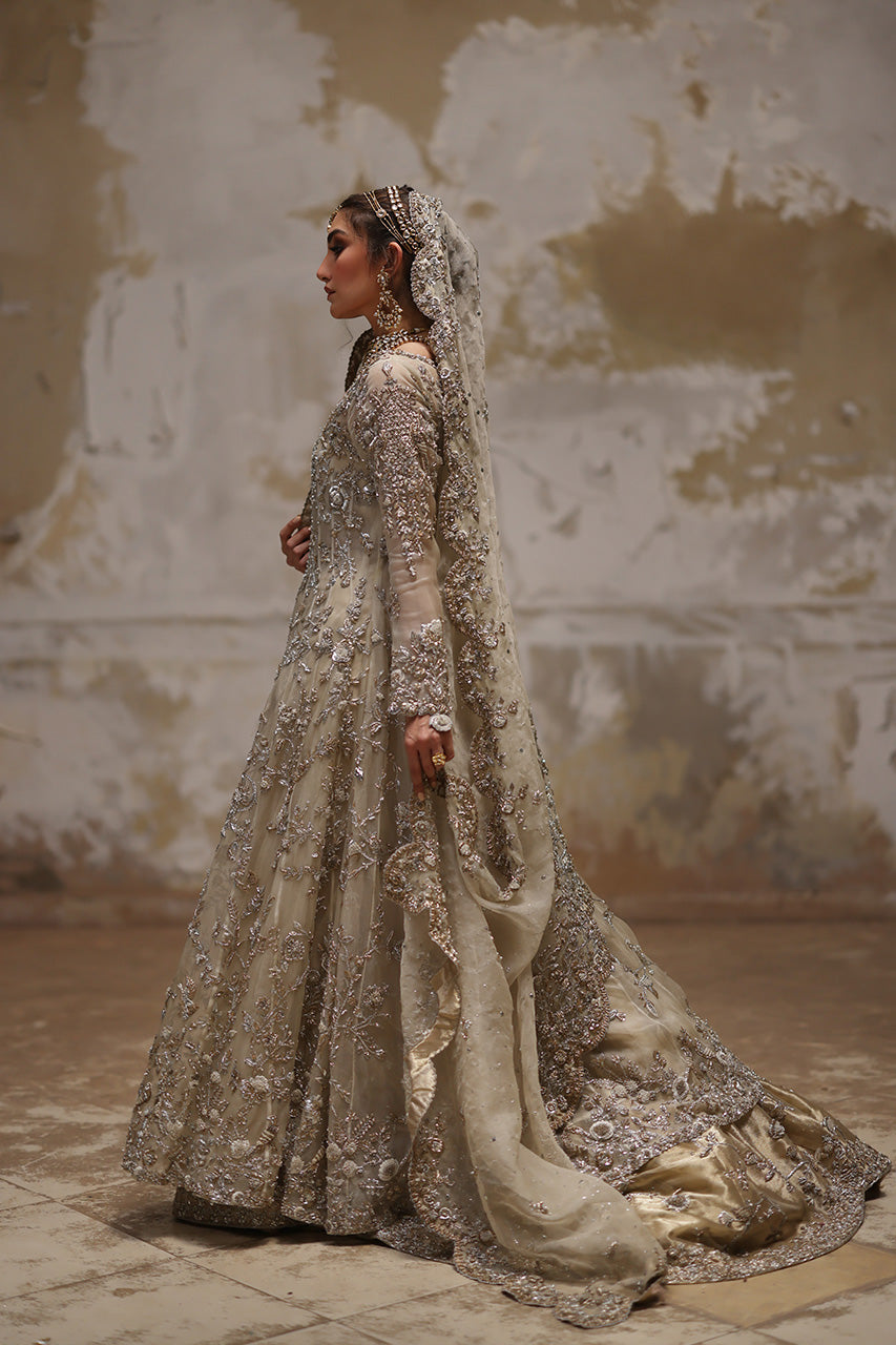 Ivory Zardozi Organza Tissue Silk Kalidaar (3-Piece) - Image 5