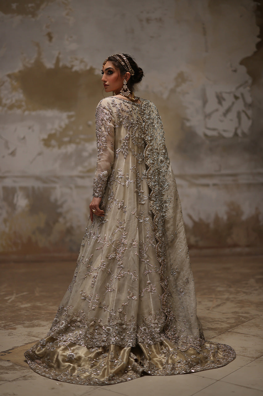 Ivory Zardozi Organza Tissue Silk Kalidaar (3-Piece) - Image 6