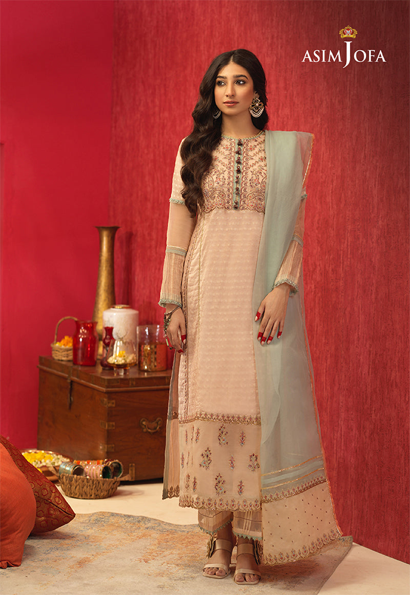 Ivory Ganja Jamni Zari Organza Kalidaar (3-Piece) - Image 3