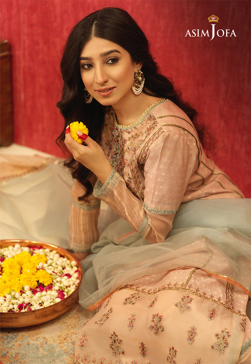 Ivory Ganja Jamni Zari Organza Kalidaar (3-Piece) - Image 5