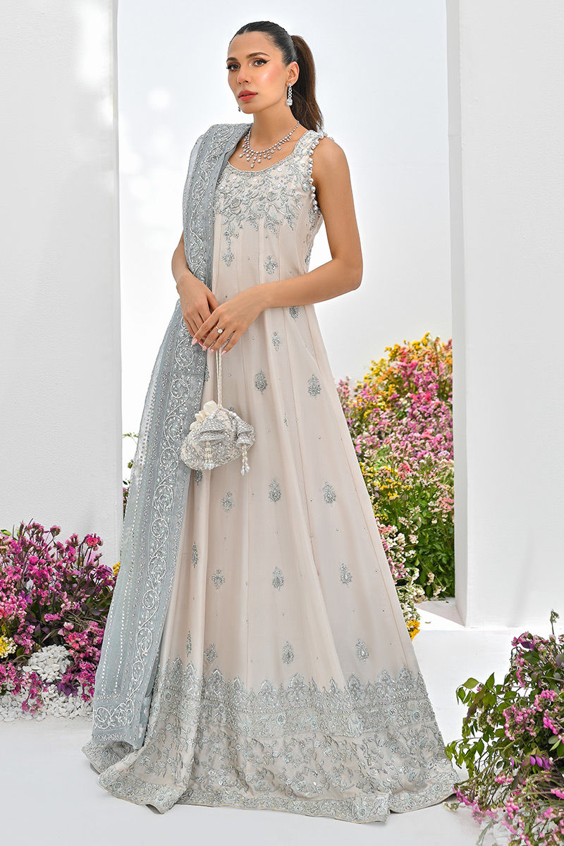 Ivory Embellished Raw Silk Kalidar (2-Piece) - Image 1