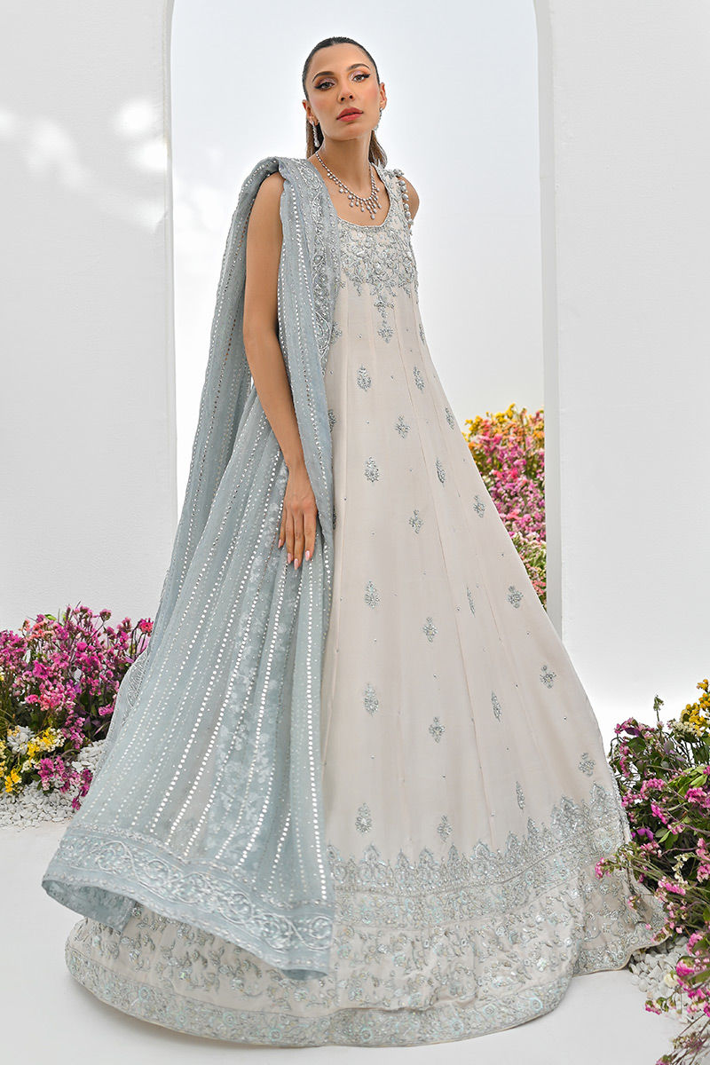 Ivory Embellished Raw Silk Kalidar (2-Piece) - Image 2