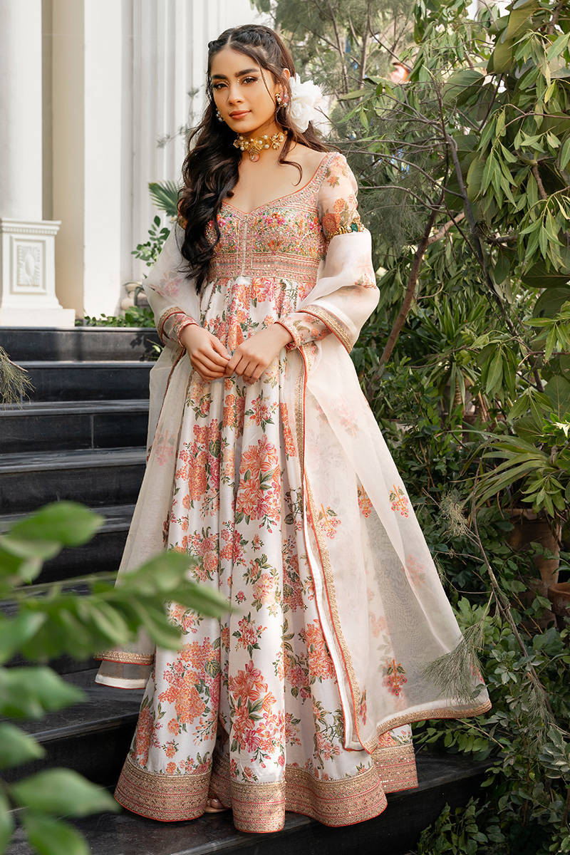 Ivory Embellished Raw Silk Kalidaar (3-Piece) - Image 1