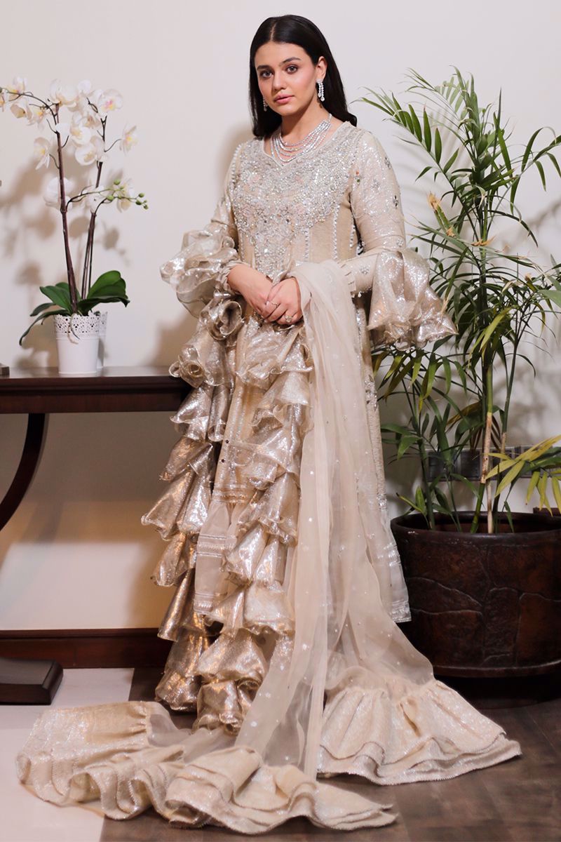 Ivory Handworked Shimmer Kalidar (3-Piece) - Image 2