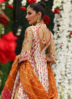 Pakistani Ivory Embroidered Silk Kalidaar Dress (3-Piece) - Image 3