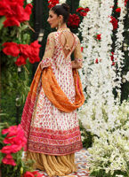 Pakistani Ivory Embroidered Silk Kalidaar Dress (3-Piece) - Image 4