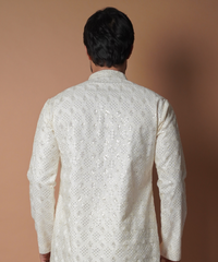 Ivory Resham & Sequin Cotton-Silk Kurta (2-Piece) - Image 7